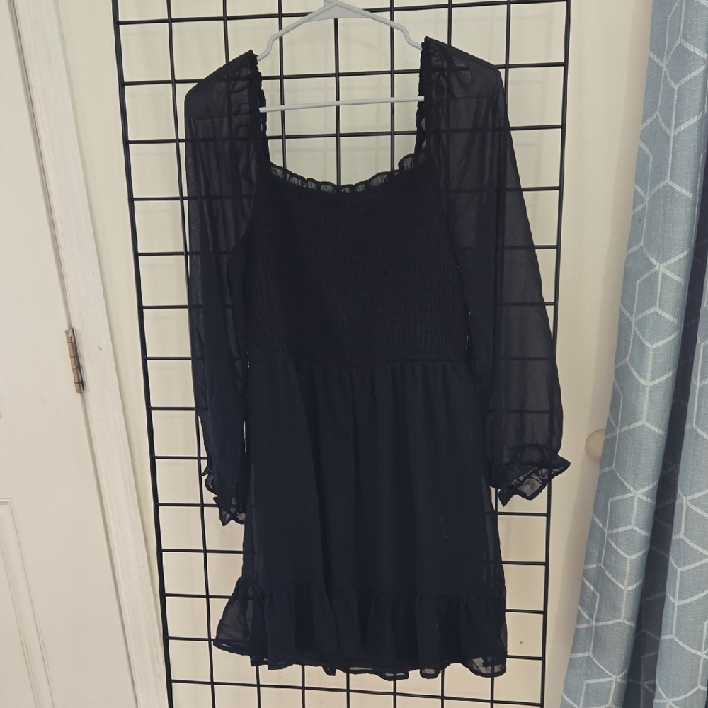 Lily Rose Black Sheer Sleeve Dress